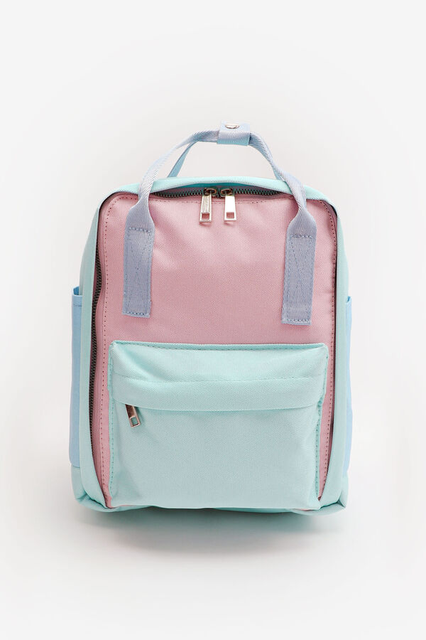 Colorblock Canvas Backpack with Rolled Handles