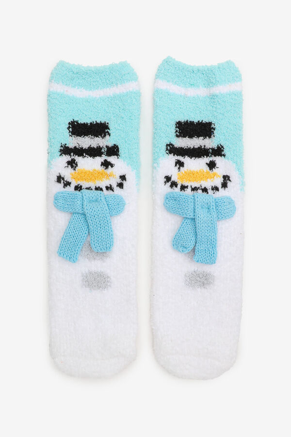 Fuzzy Snowman Socks