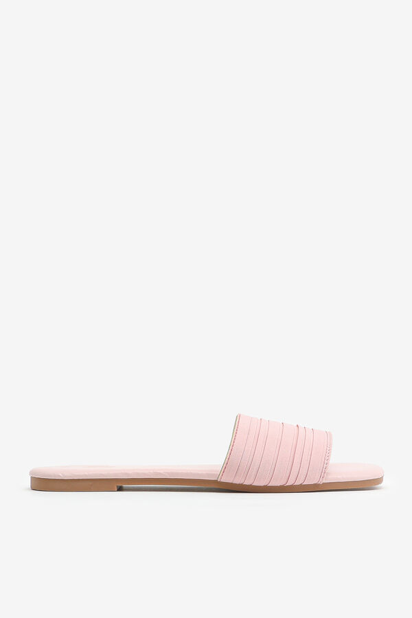 Pleated Chiffon Slide Sandals