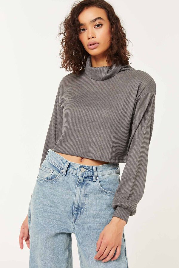 Bubble Sleeve Crop Sweater
