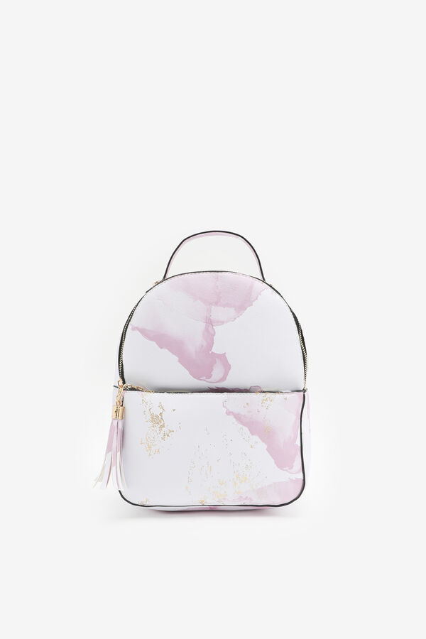 Marbled Faux Leather Backpack