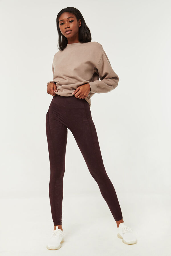 Washed Seamless Leggings with Ribbed Inserts