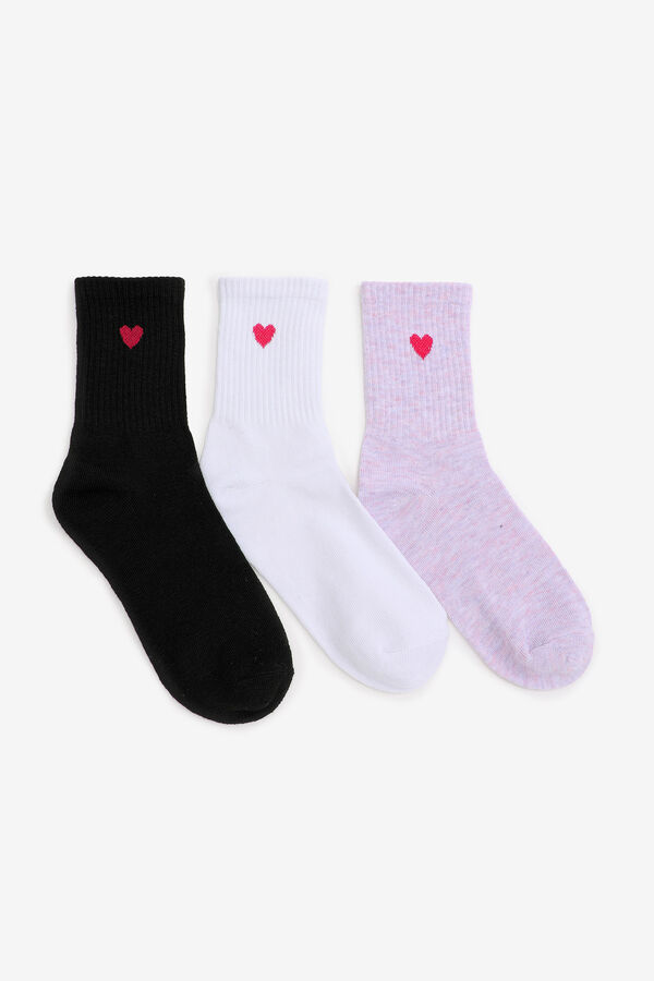 3 Pairs of Heart Crew Socks for Girls