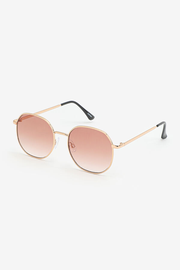Gold-Tone Metal Round Sunglasses