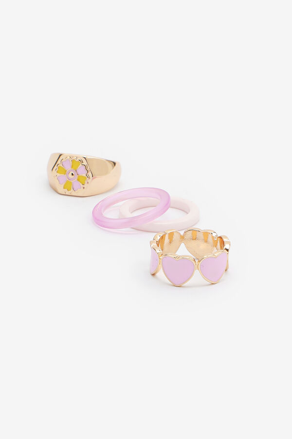 5-Pack Pink and Gold Rings