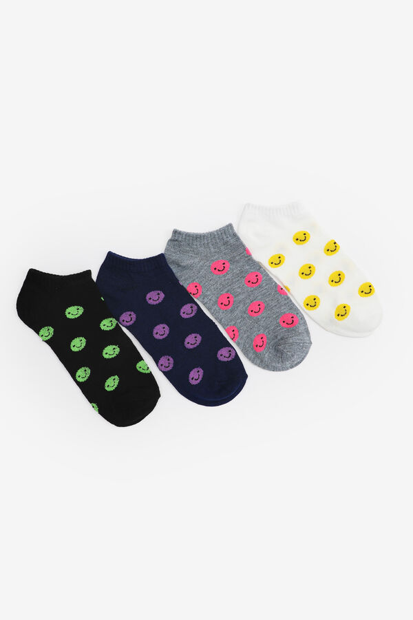 4-pack Happy Face Ankle Socks