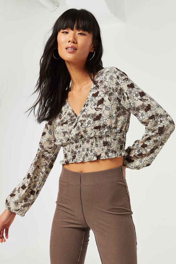 Floral Cropped Wrap Top