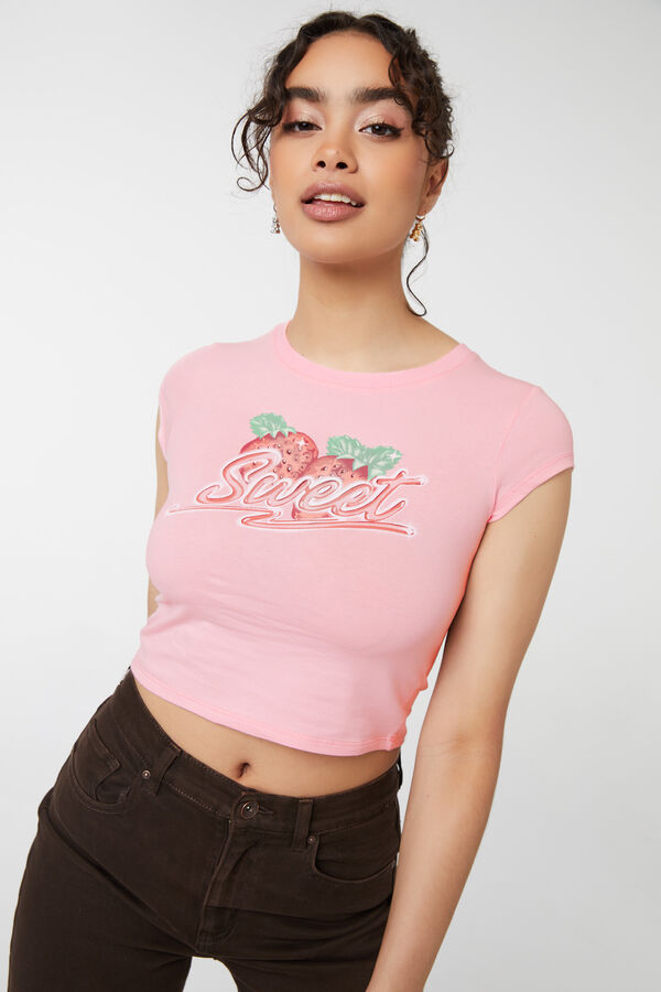 Graphic Cap Sleeve Cropped Tee