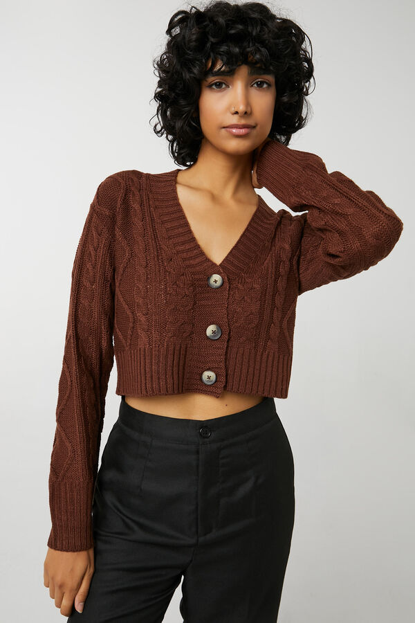 Cropped Cable Cardigan