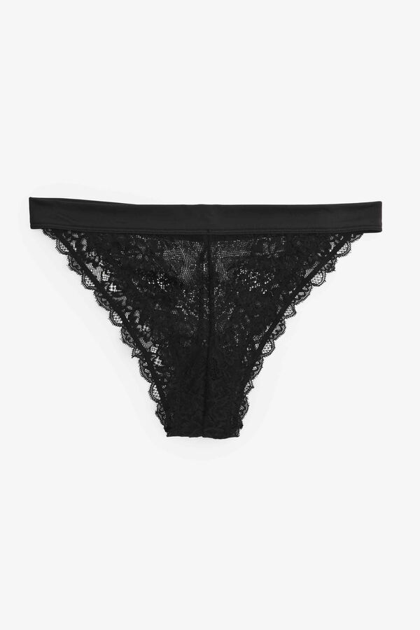 Lace Thong with microfiber waistband