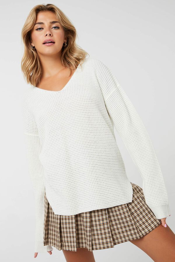 Basic Shaker Stitch V-Neck Sweater