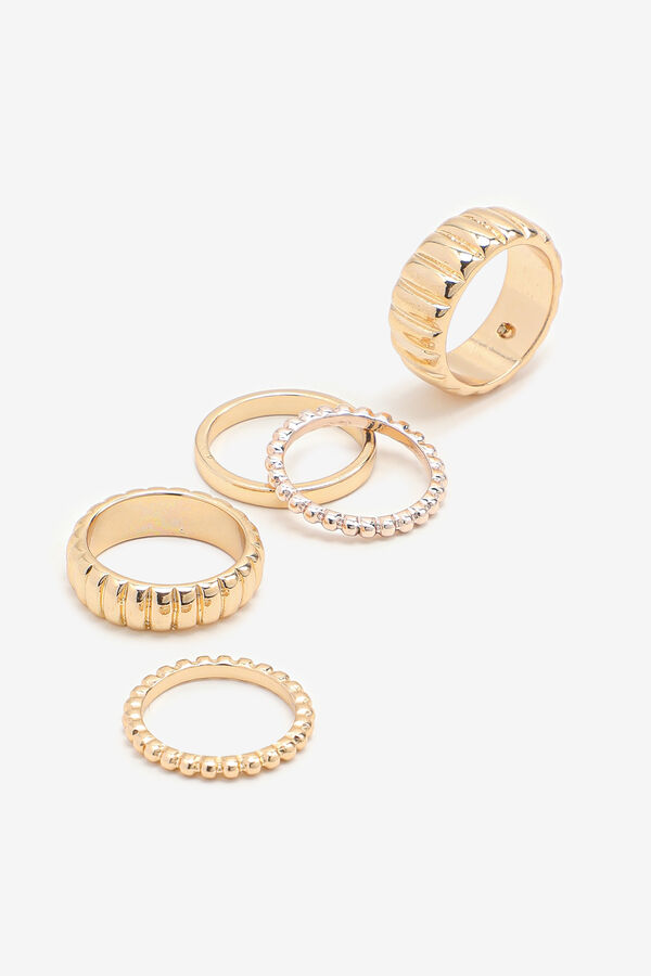 5-Pack Gold-Tone Textured Rings