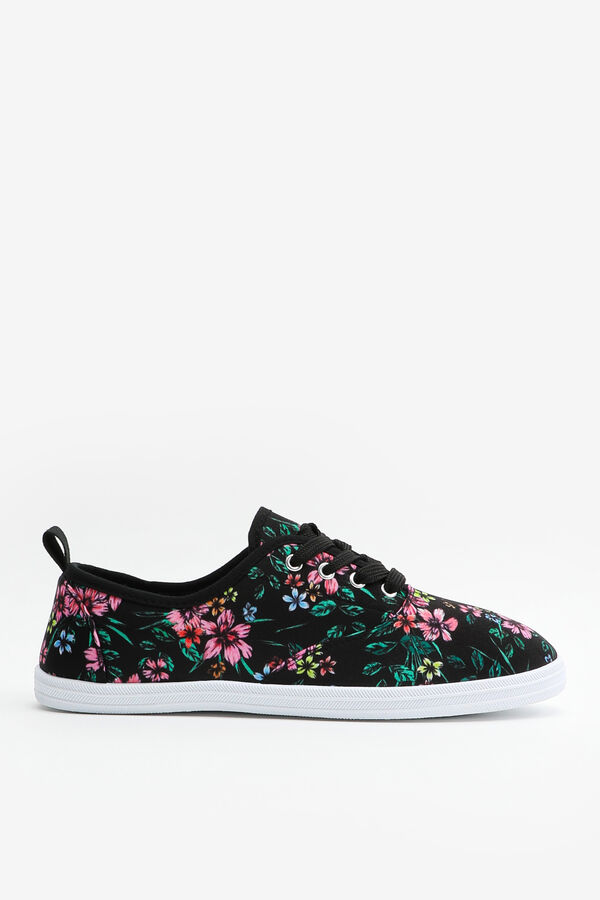 Floral Canvas Laced Sneakers