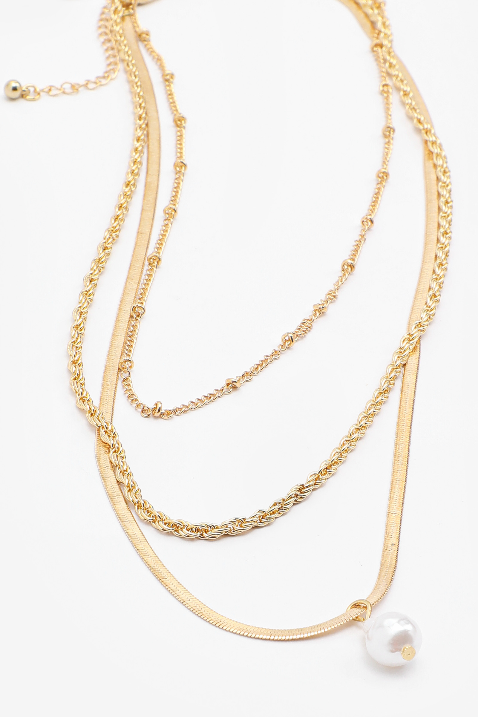 Gold-Tone Layered Necklace with Pearl Pendant