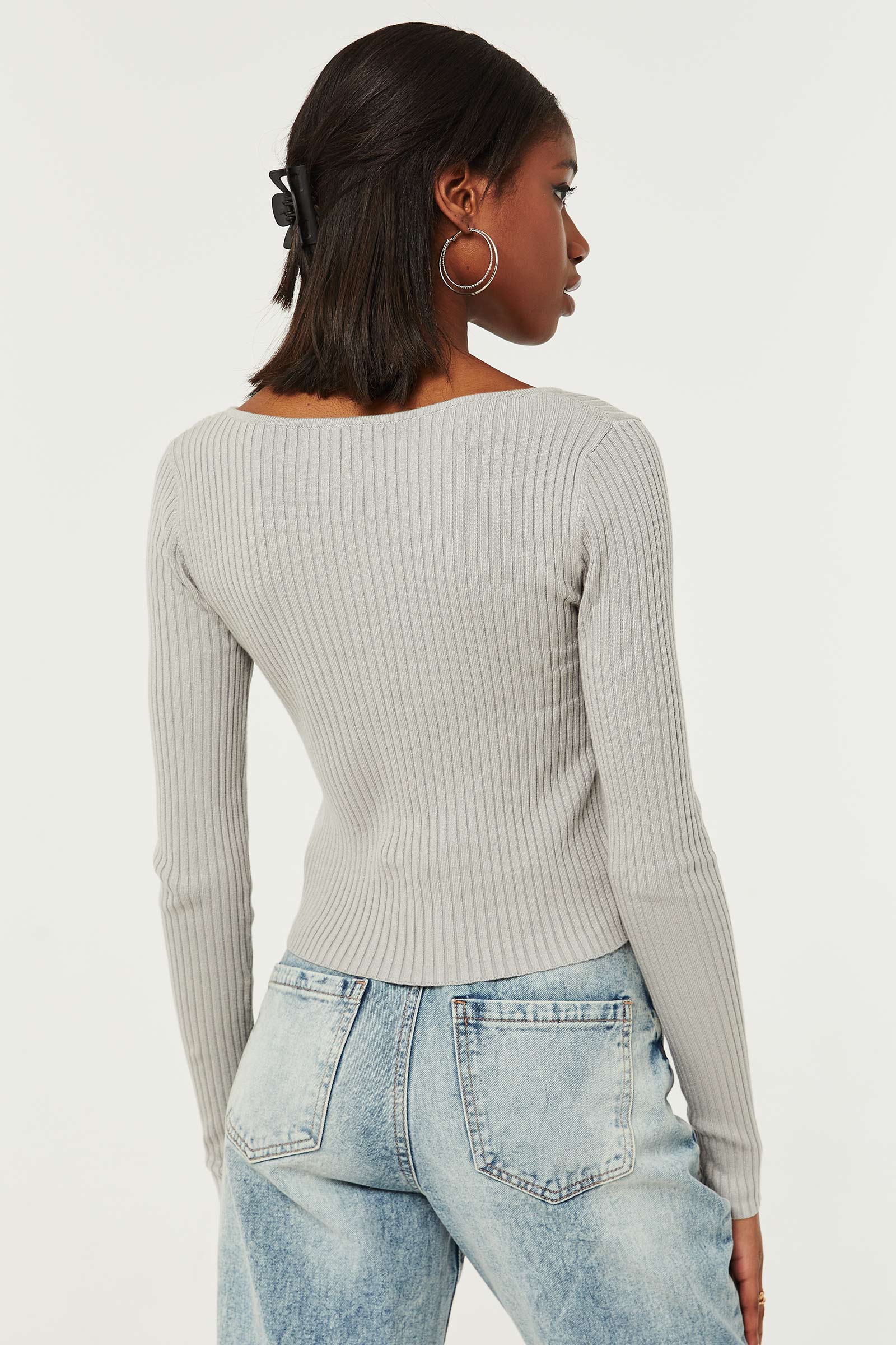 Cropped Light V-neck Sweater