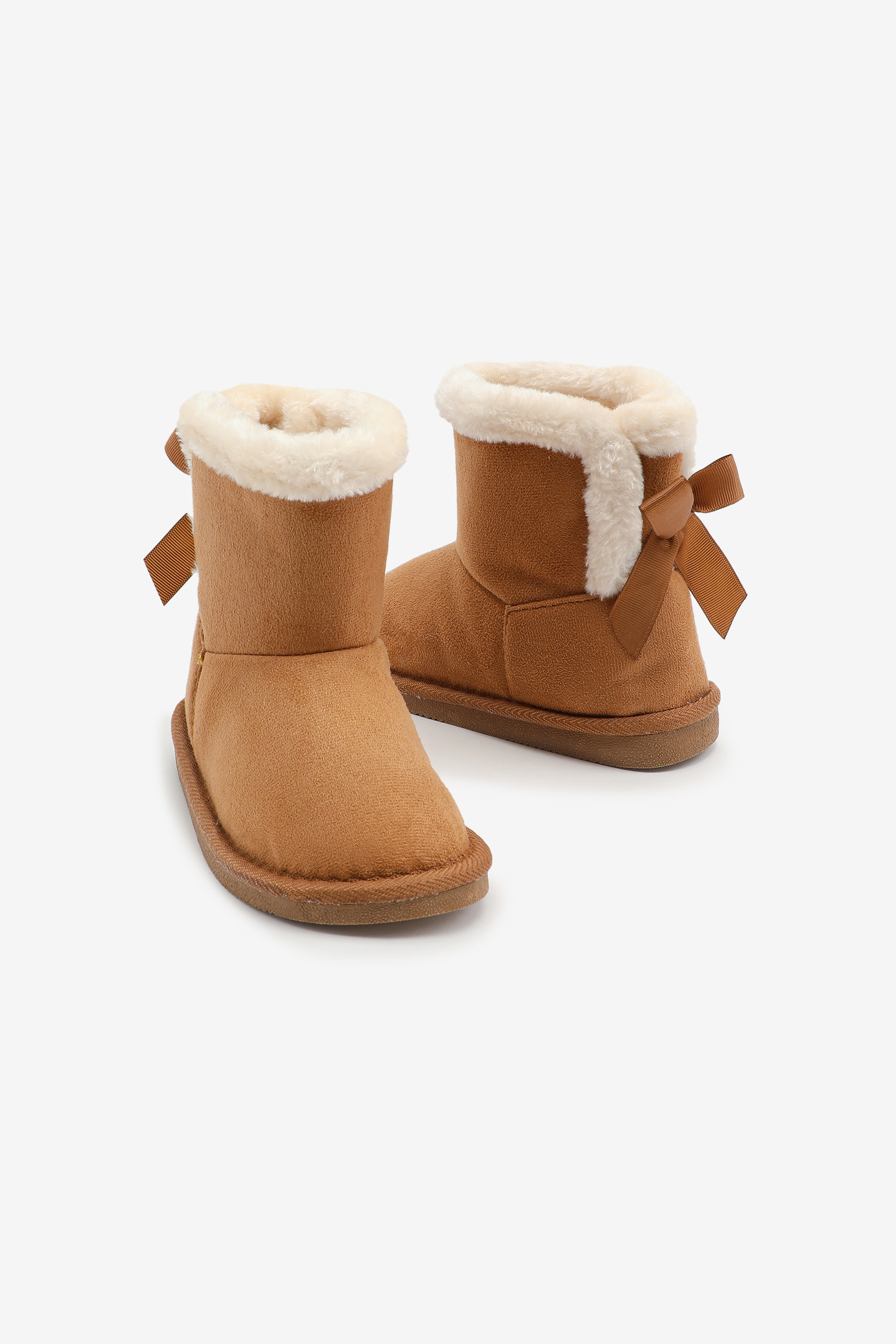 Faux Sheepskin Boots with Bow for Girls