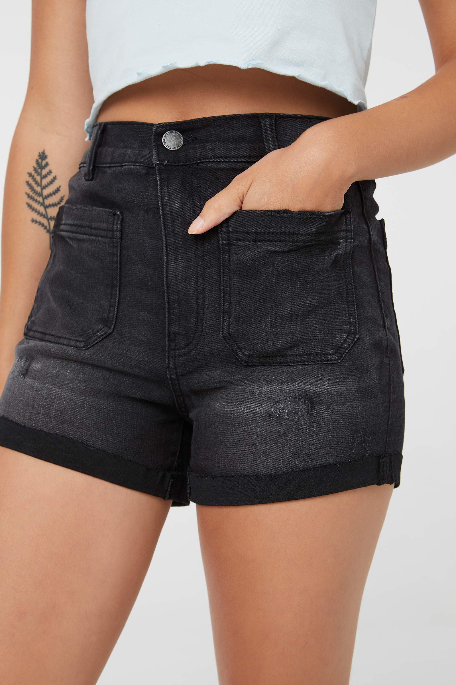 70's Denim Shorts with Patch Pockets