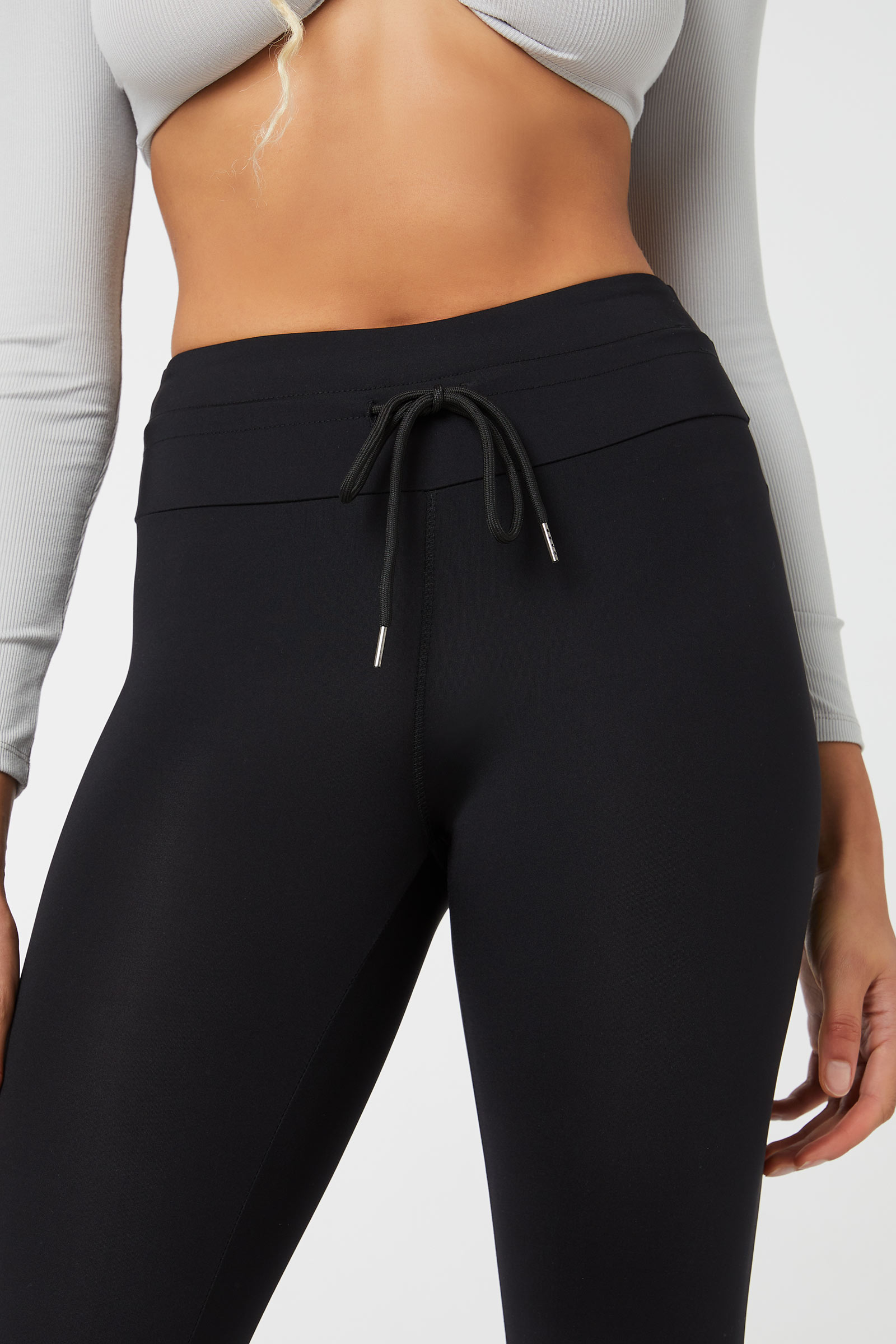 Wide Waistband Leggings with Drawstring