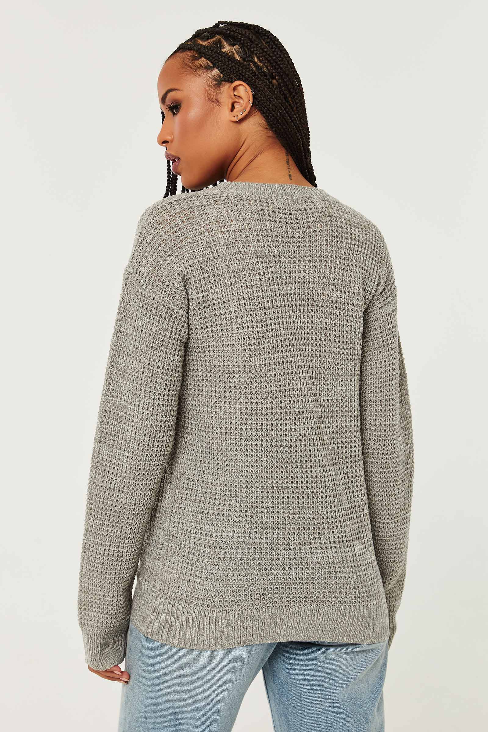 Basic Long Shaker-Stitch Sweater