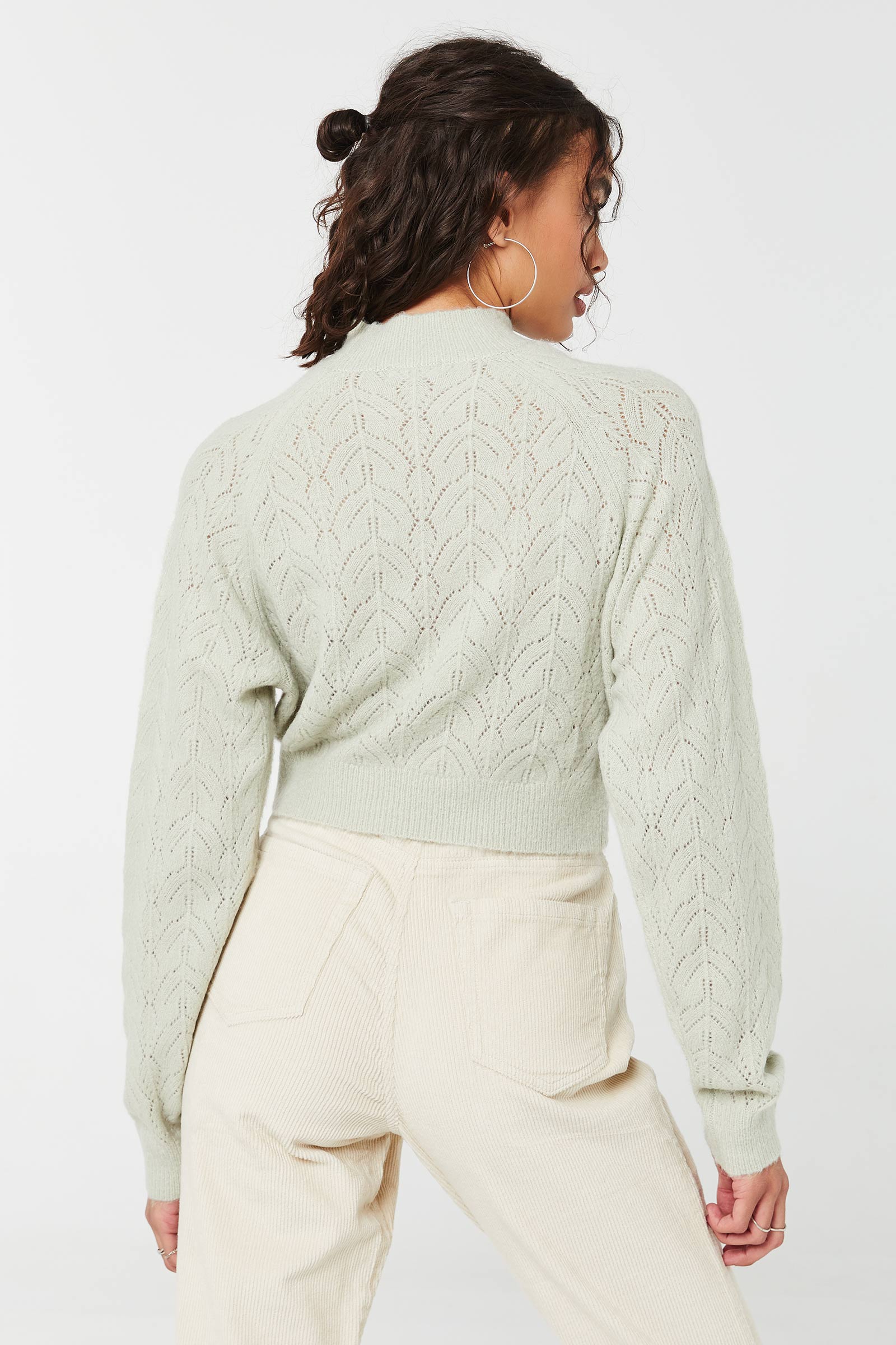 Pointelle Mock-Neck Sweater