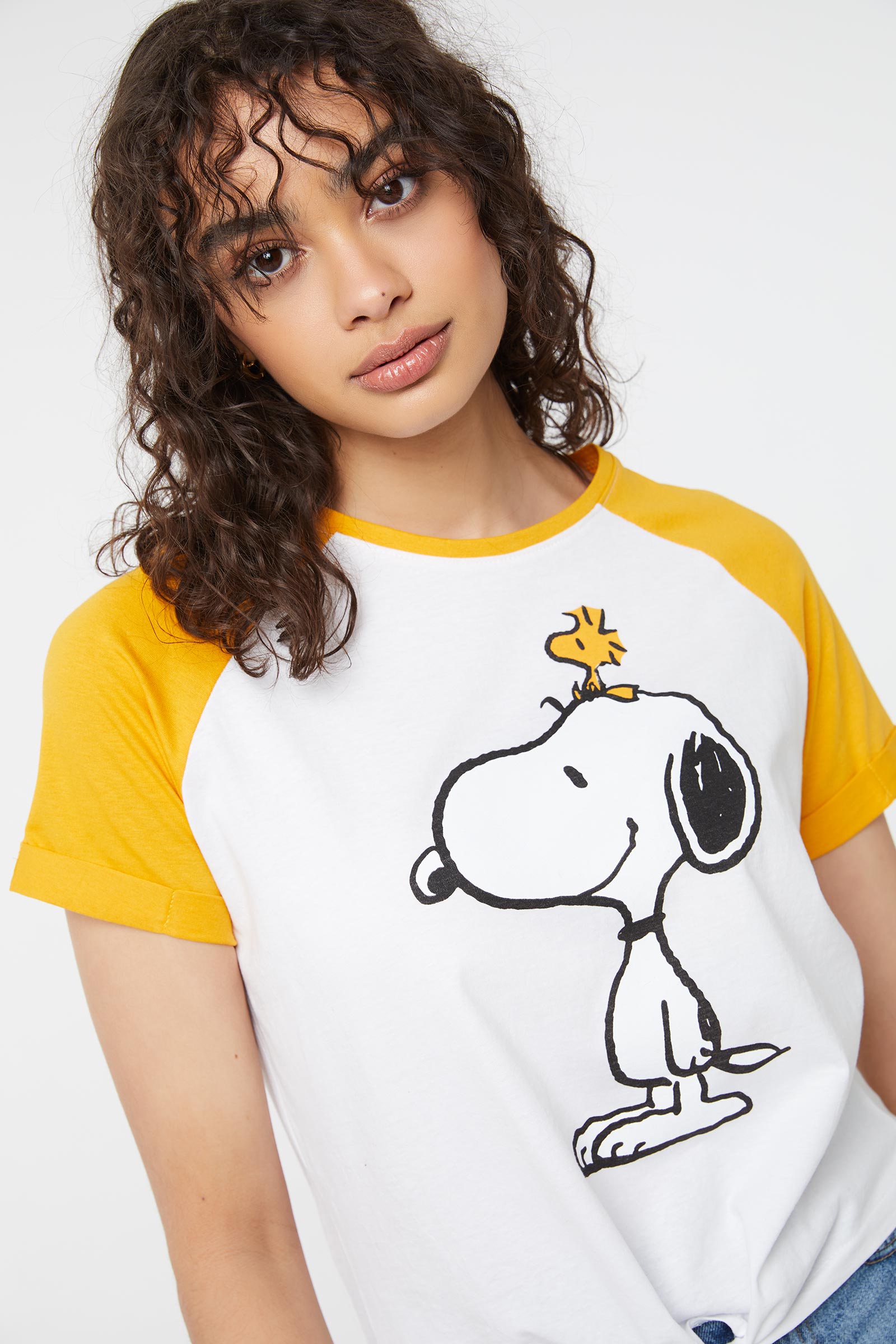 T-shirt raglan noué Snoopy et Woodstock