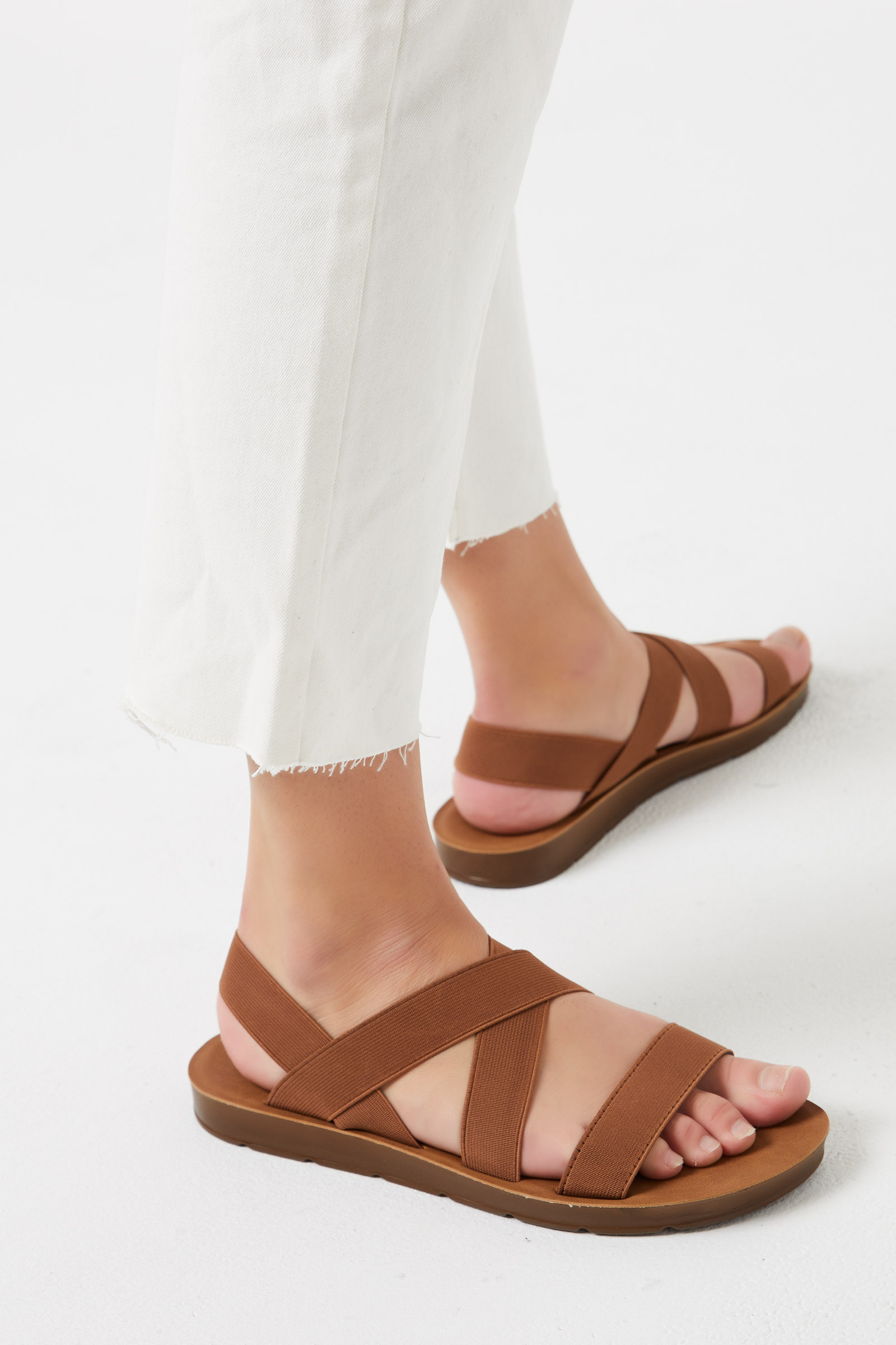 Crisscross Elastic Strap Sandals