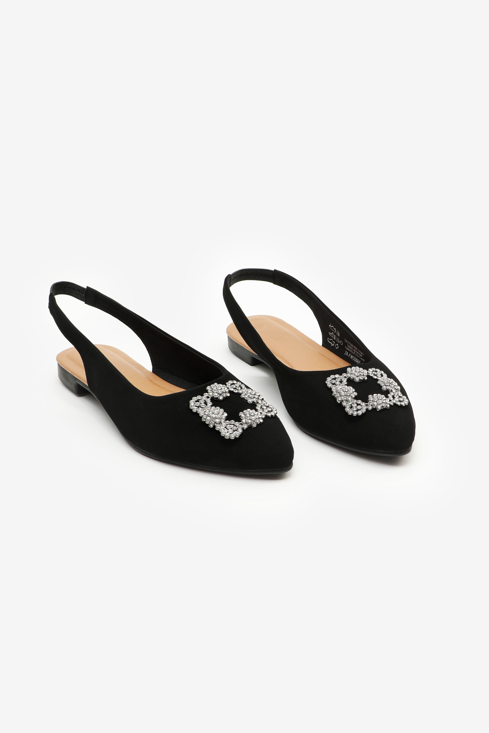 Slingback Flats with Brooch