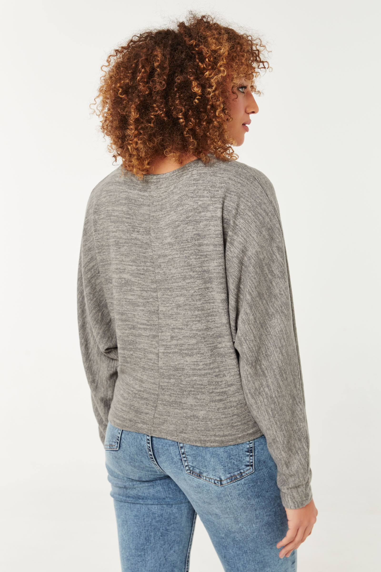 Brushed Dolman-Sleeve Sweater