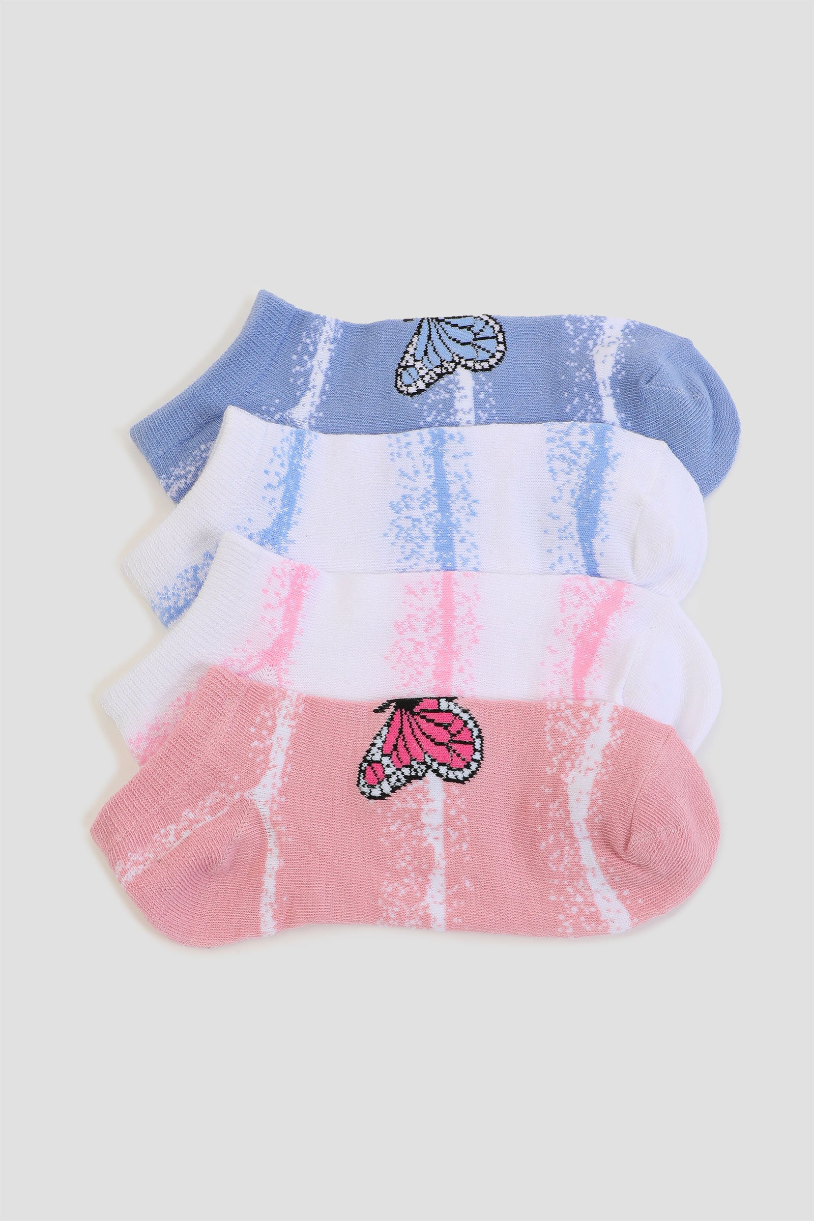 Ardene 4-Pack Butterfly Ankle Socks | Polyester/Spandex