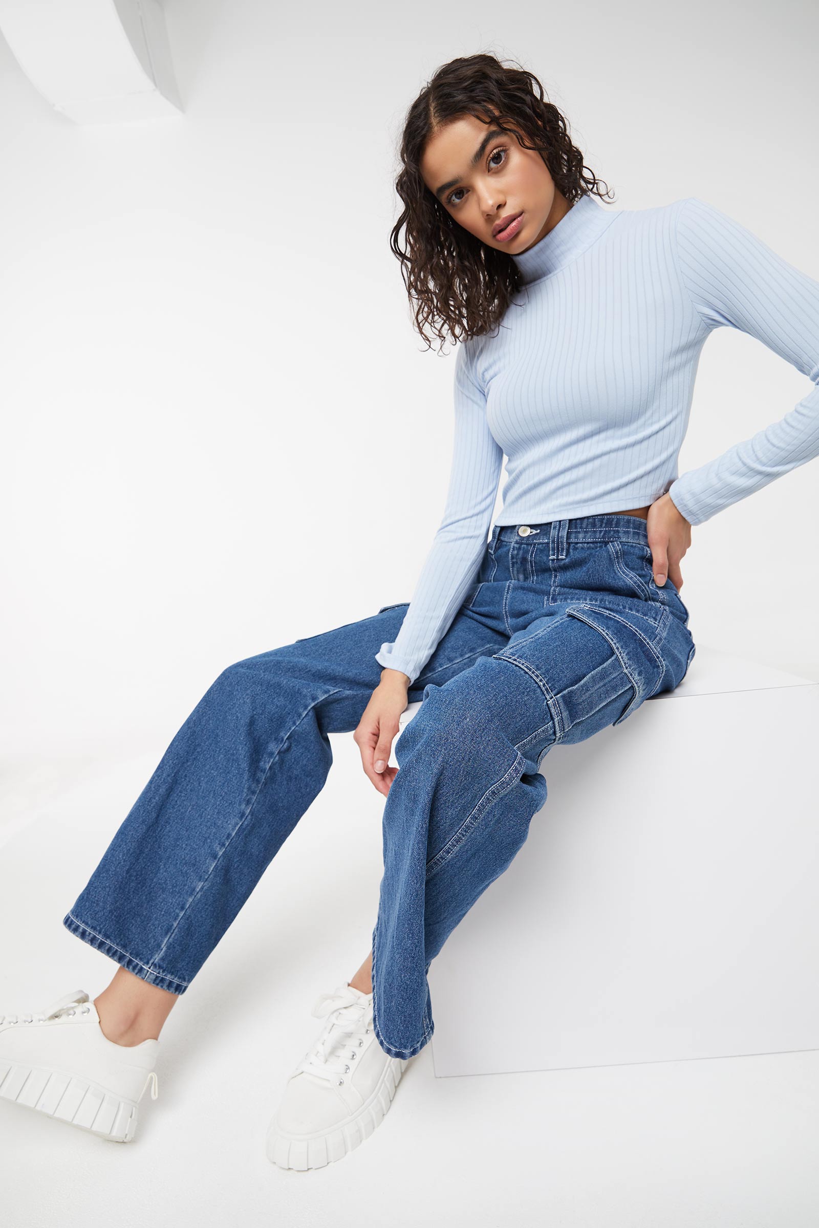 Ultra-Cropped Mock-Neck Top