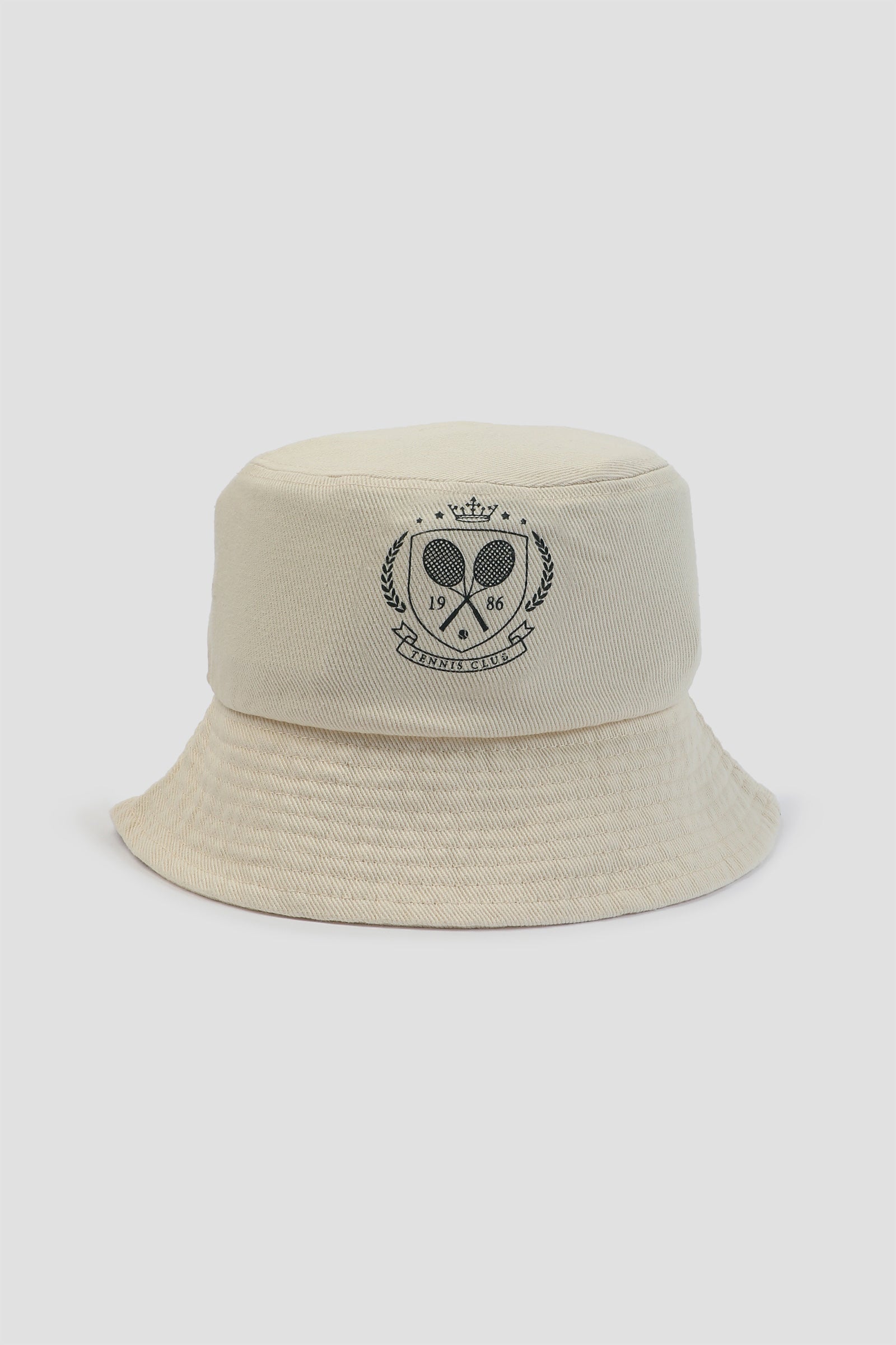 Ardene Tennis Club Bucket Hat in Beige | 100% Cotton