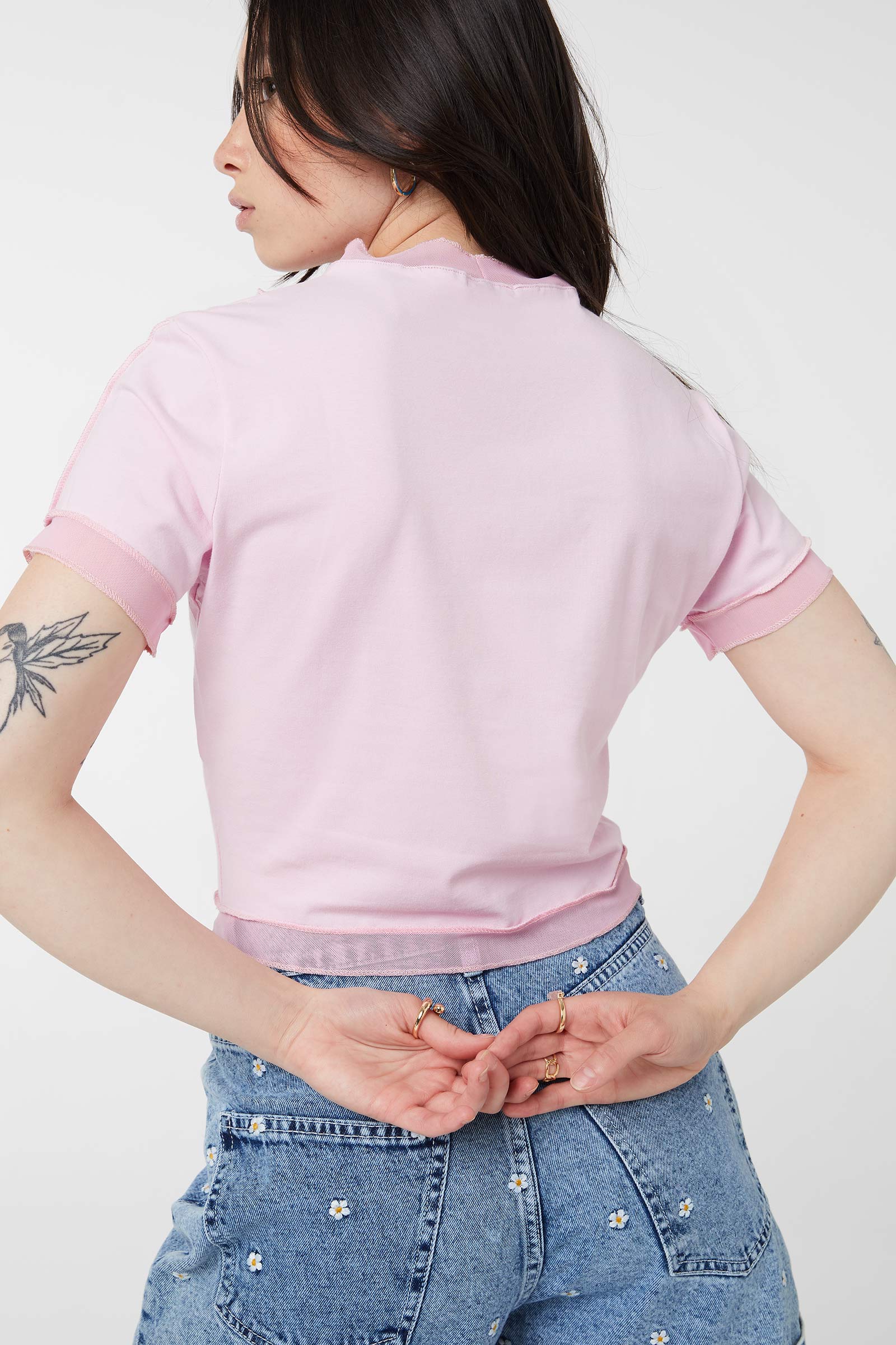 Short-Sleeve Top with Sheer Inserts