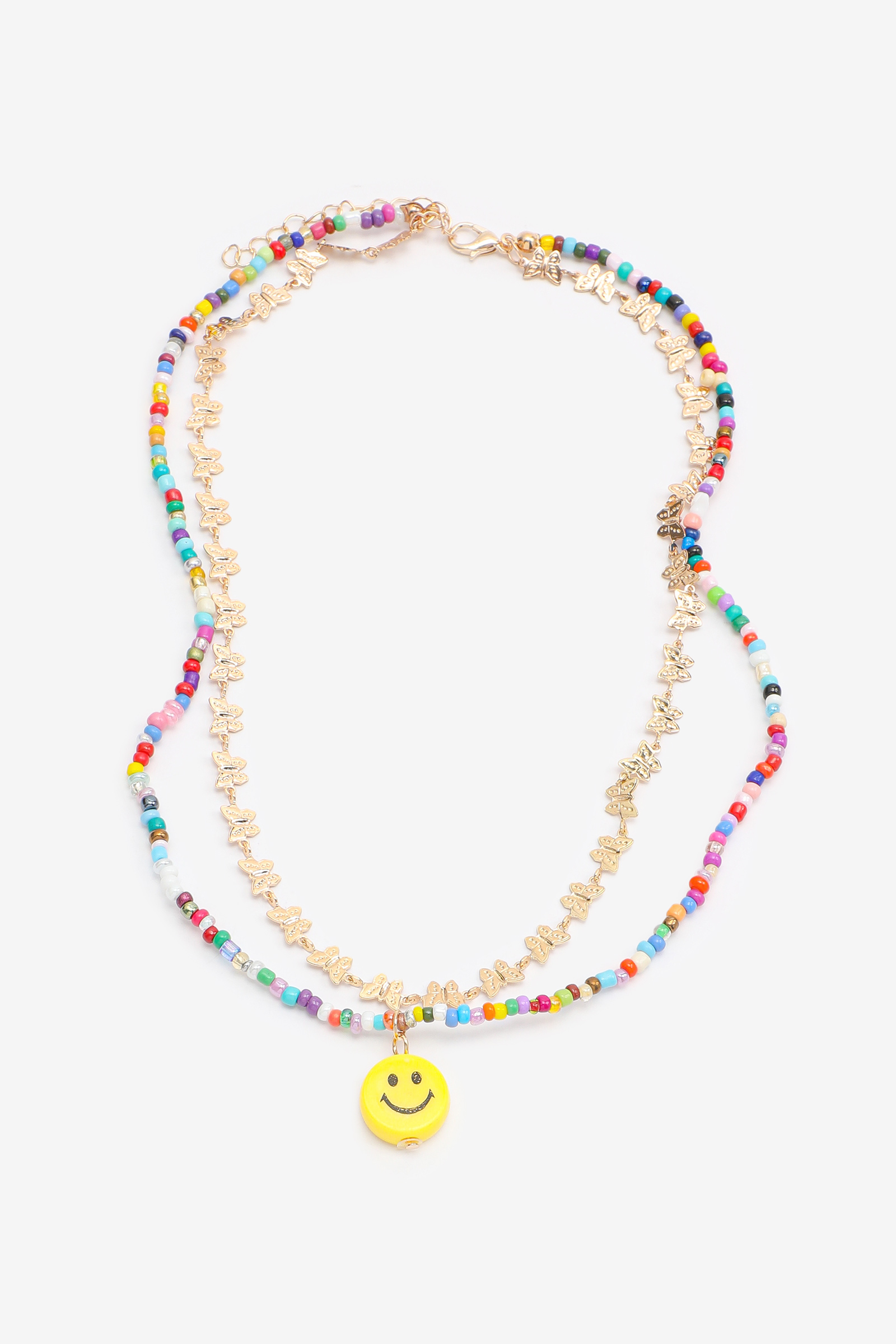 Layered Happy Face Necklace