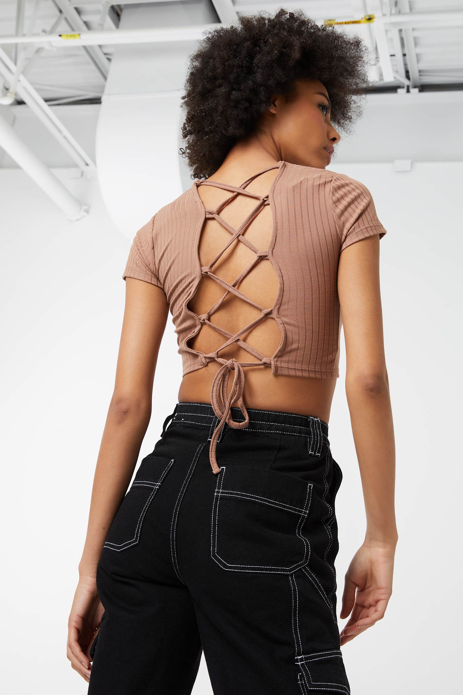 Laced-Back Cropped Tee