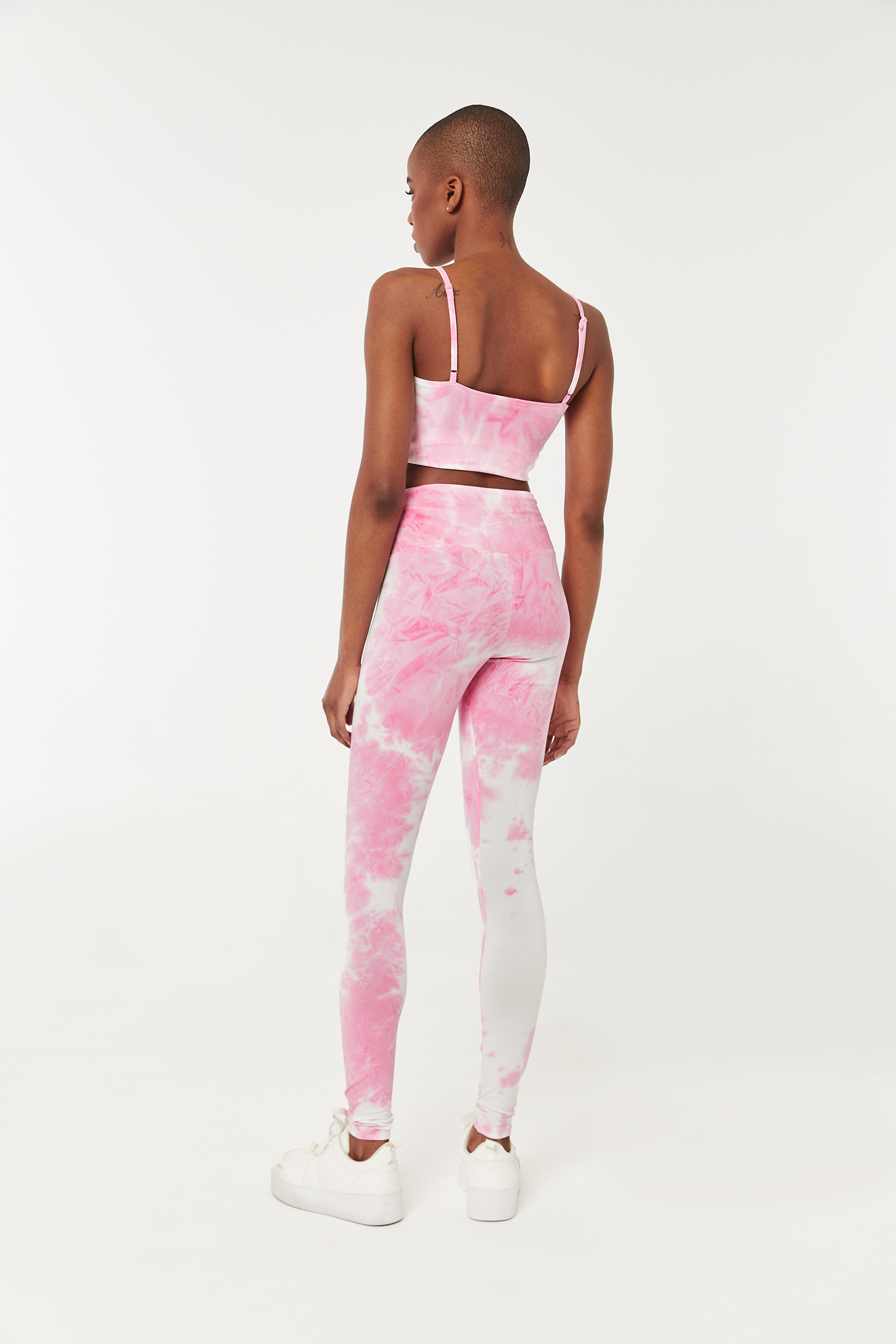 Tie-Dye Drawstring Leggings with Ruched Front