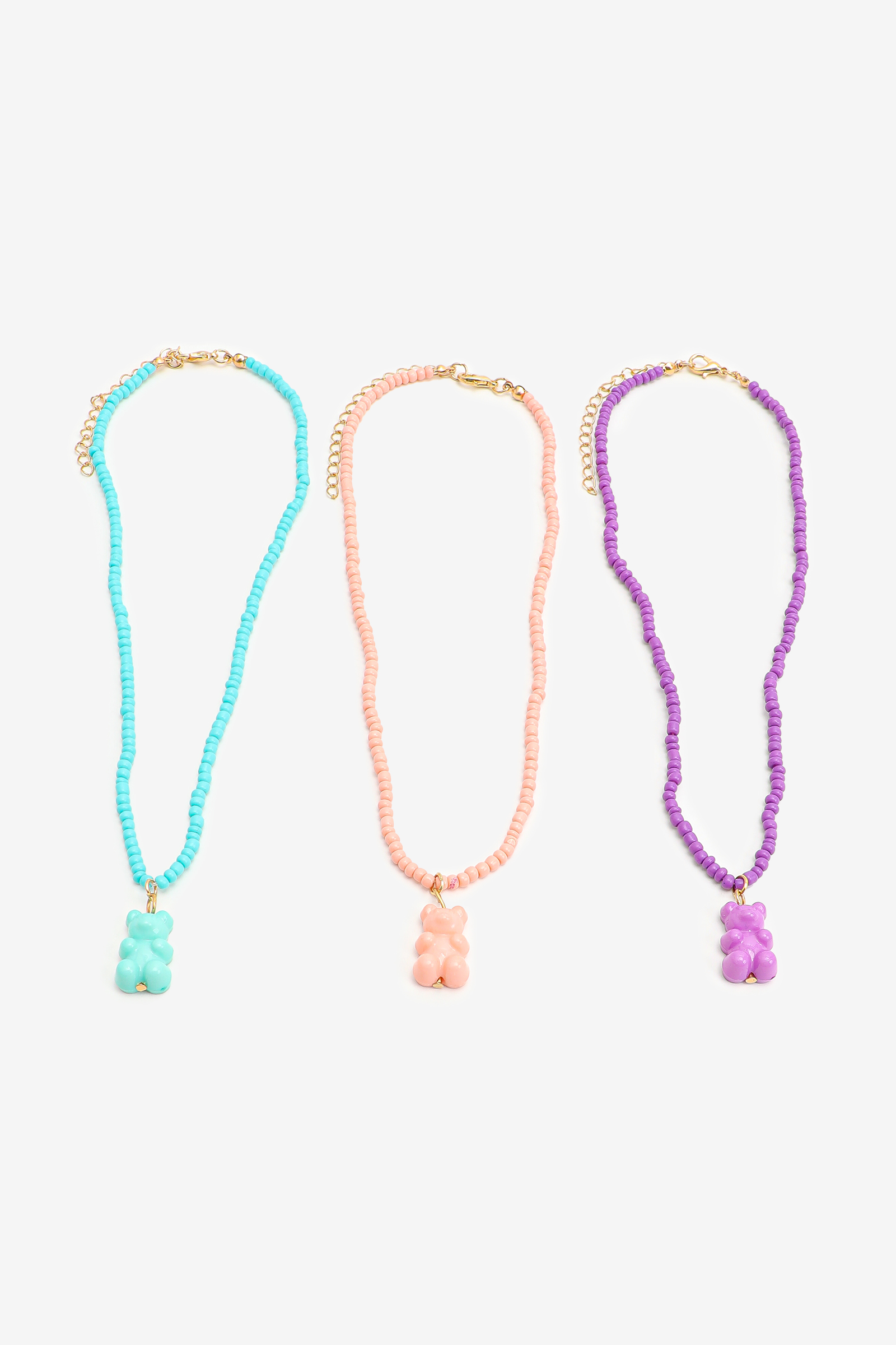 Bear Charm Beaded Necklaces for Girls