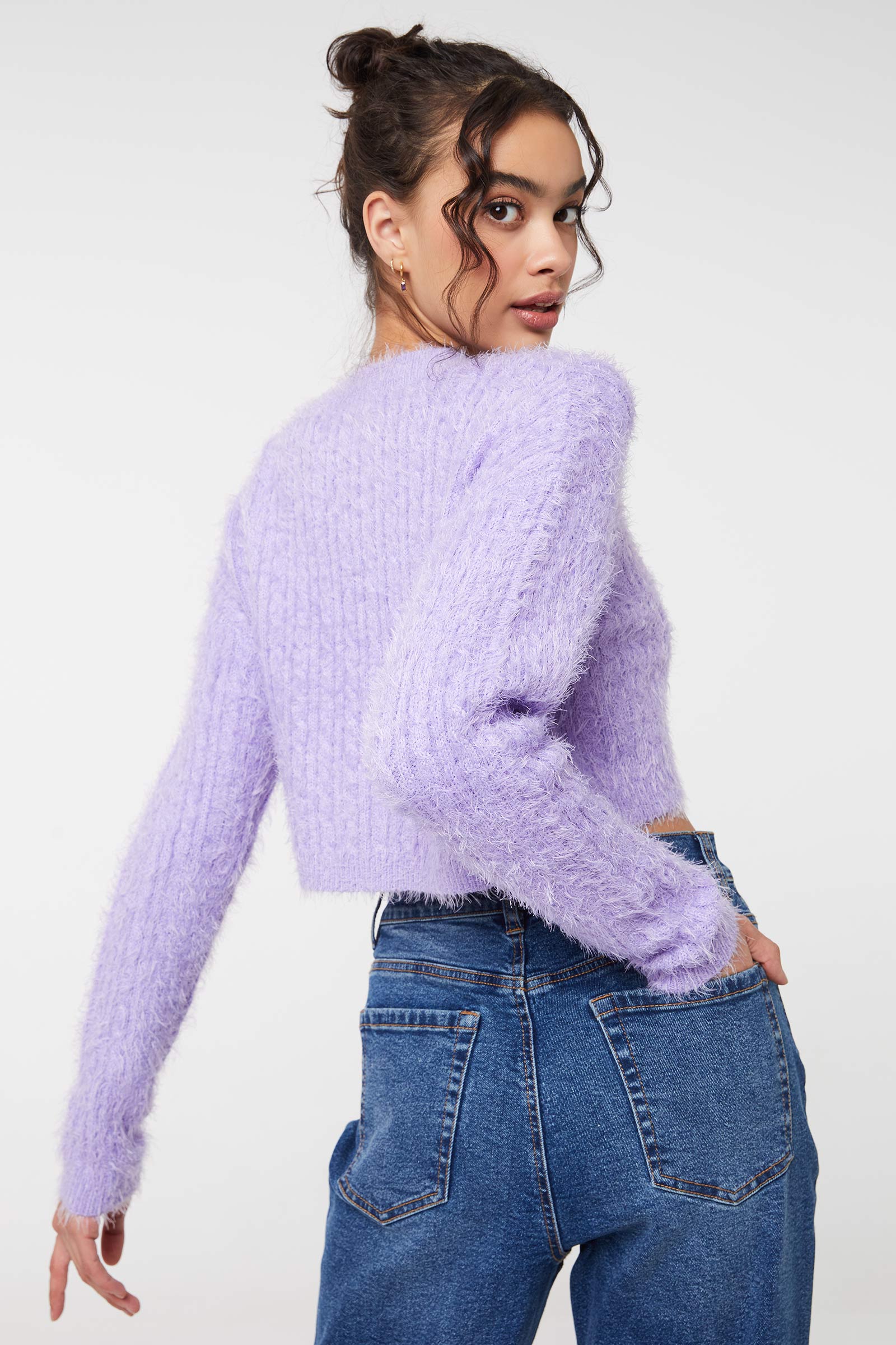 Fuzzy Crop Boxy Sweater