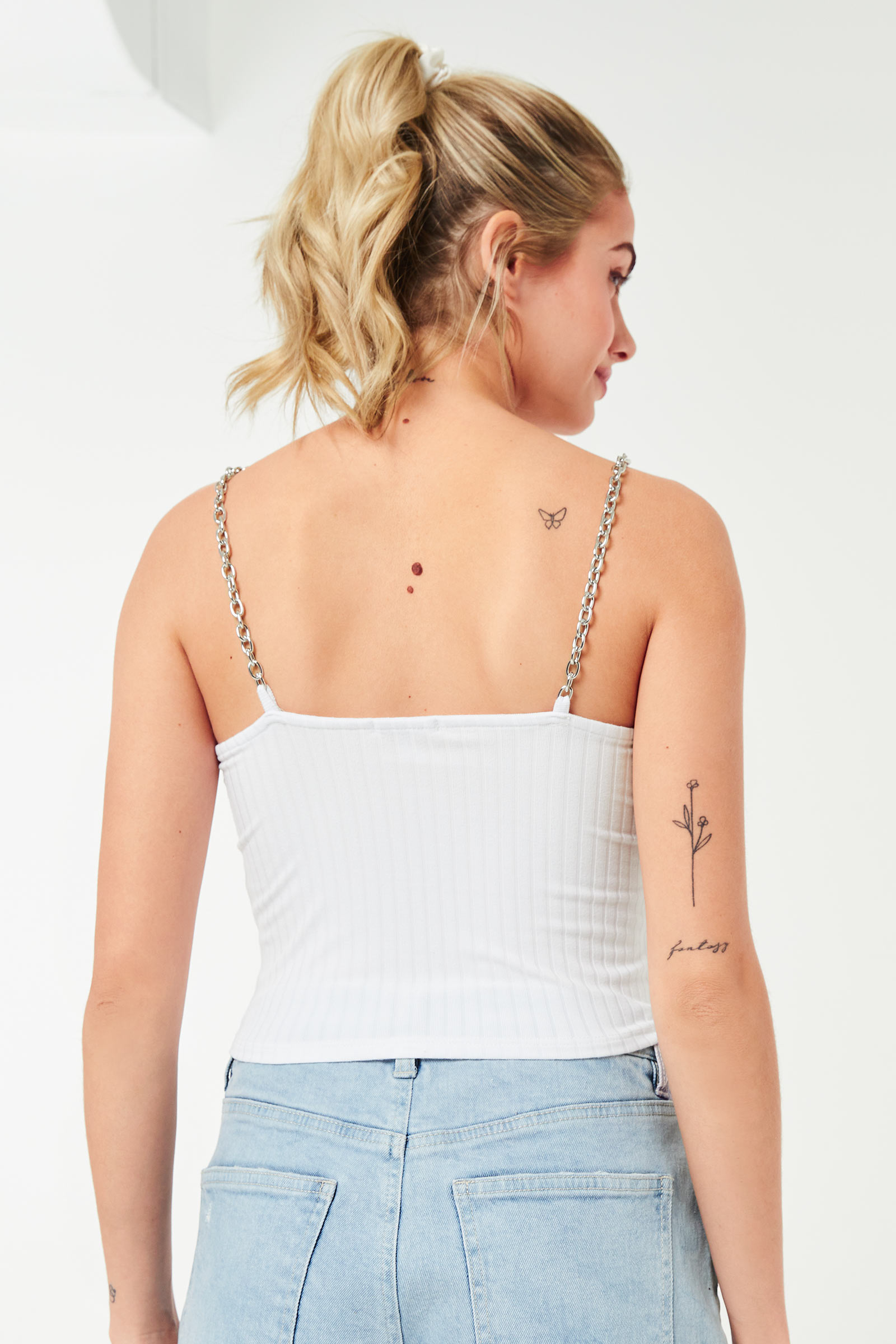 Crop Tank Top with Chain Straps