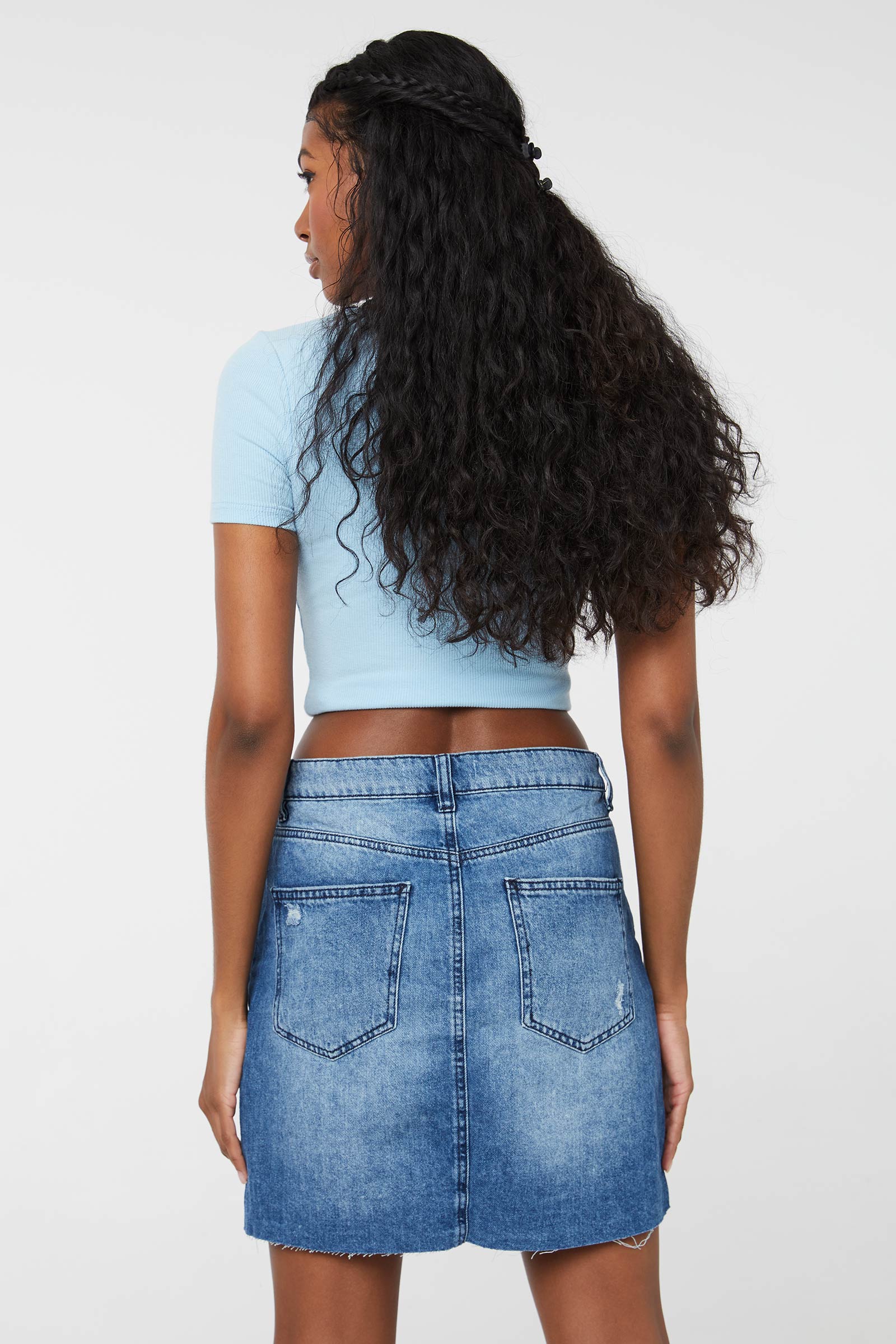 Micro Ripped Denim Skirt
