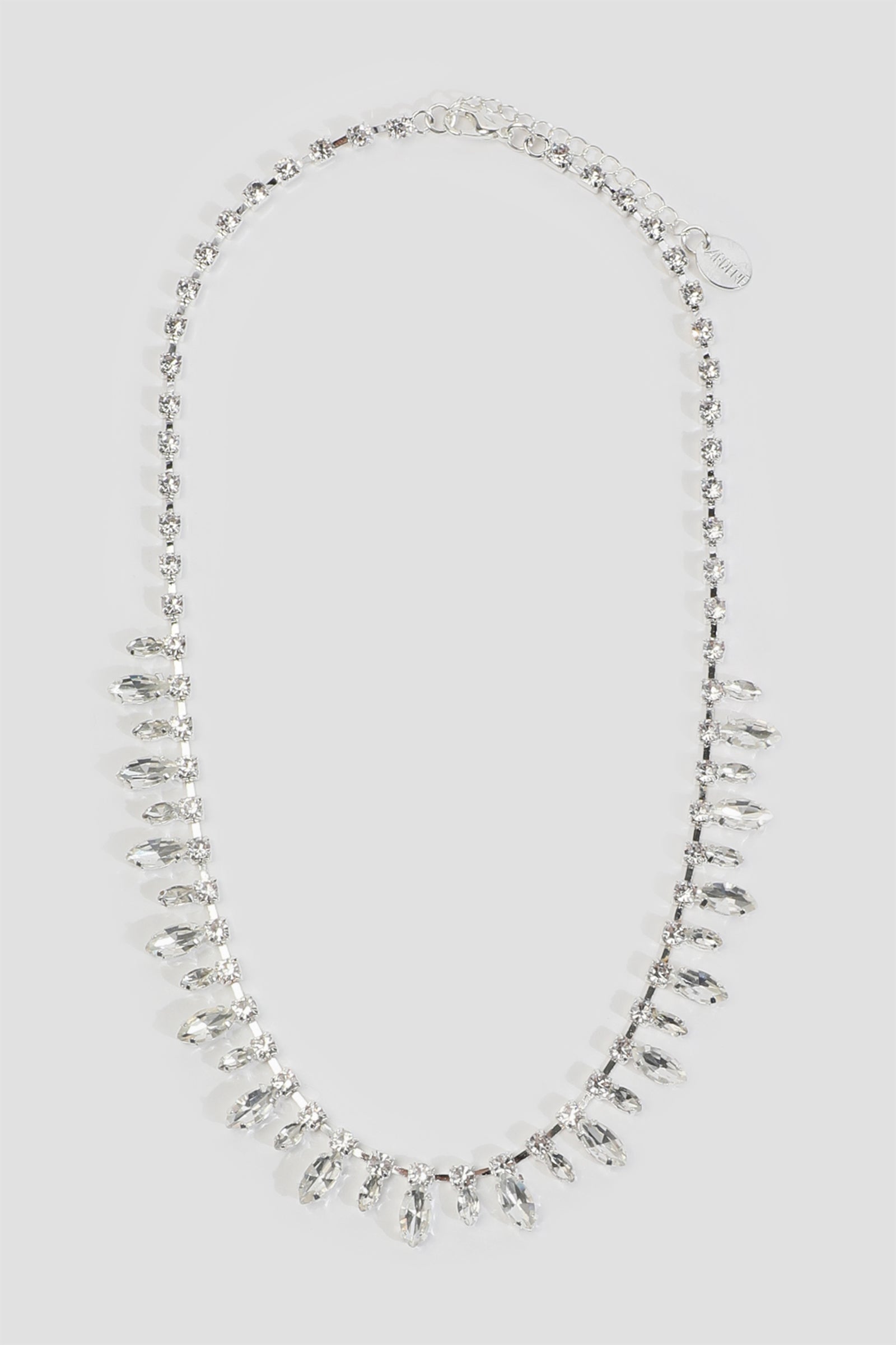 Ardene Rhinestone Jeweled Necklace in Silver