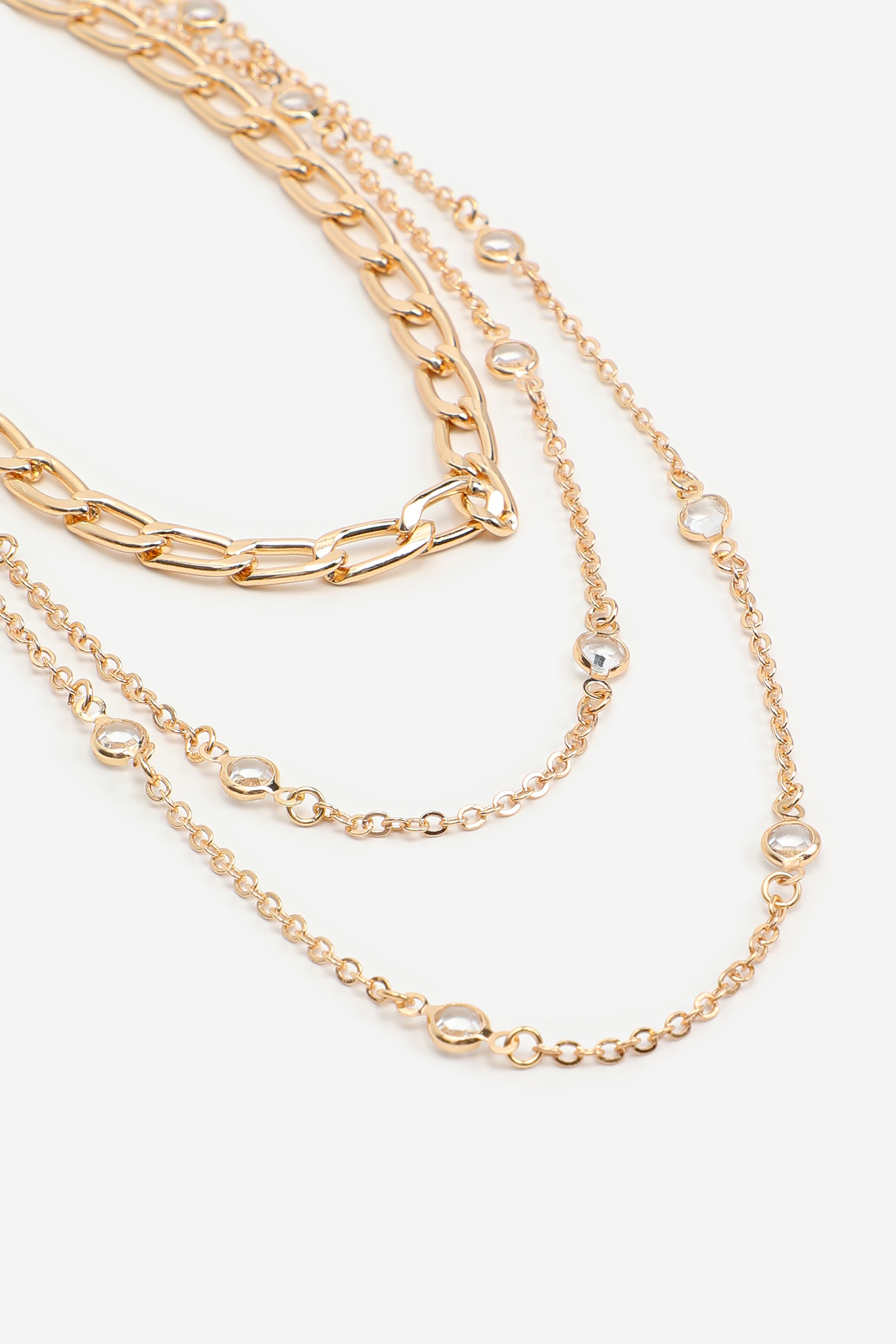 3-Row Chain Necklace with Bead Detail